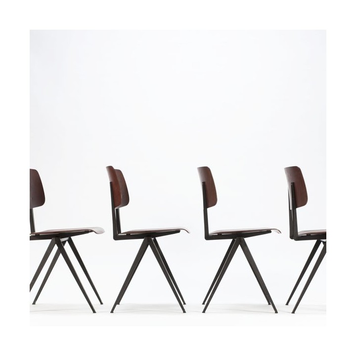 Set van 4 industriele Galvanitas stoelen - Retro Studio