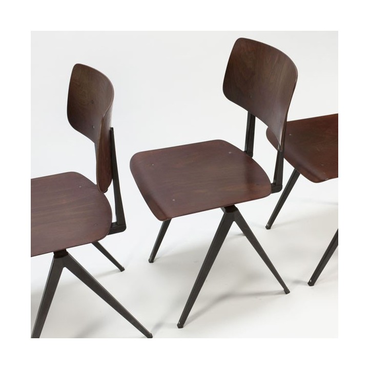 Set van 4 industriele Galvanitas stoelen - Retro Studio