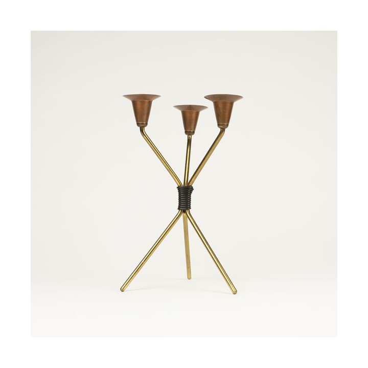 Koperkleurige kandelaar - Retro Studio