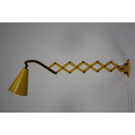 Geel/ kopere wandlamp 1950's