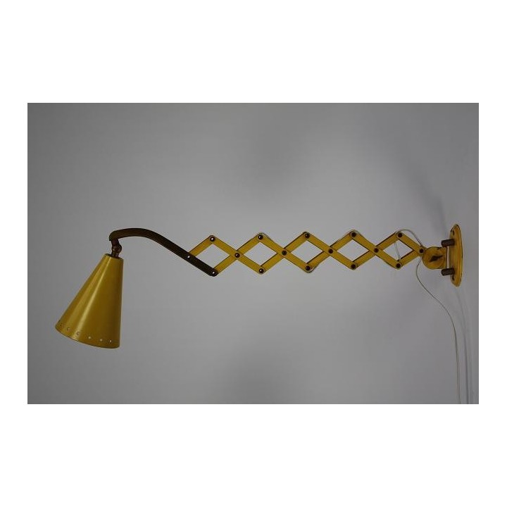 Geel/ kopere wandlamp 1950's - Retro Studio