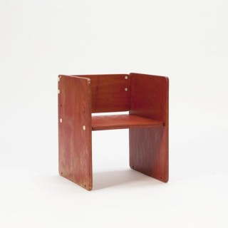 Red wooden block childrens chair - Retro Studio