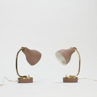 Set of 2 pink/brass lamps - Retro Studio