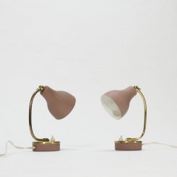 Set of 2 pink/brass lamps