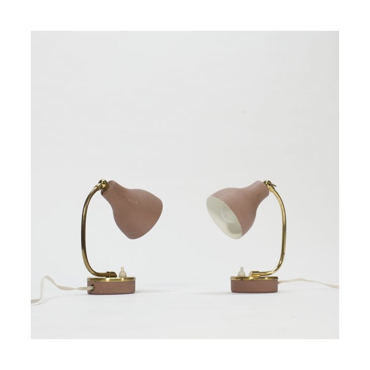 Set of 2 pink/brass lamps - Retro Studio