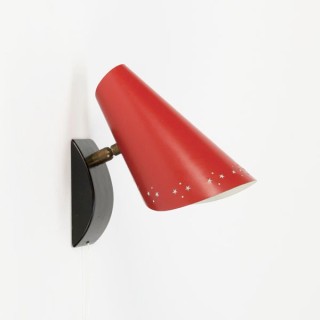 Red wall lamp with perforated edge - Retro Studio