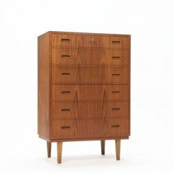Chest of drawers in teak with mirror