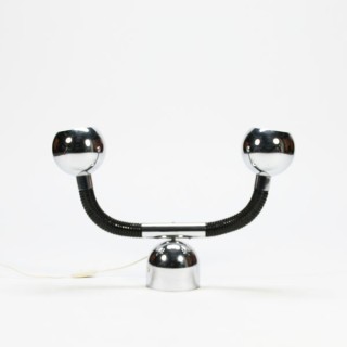 Chromen tafellamp met 2 bollen - Retro Studio