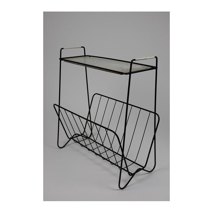Metalen magazine rek zwart/wit - Retro Studio