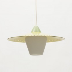 Glass hanging lamp with metal yellow cap