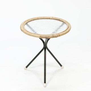 Klein rond rotan tafeltje - Retro Studio