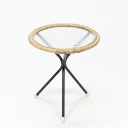 Small round bamboo table vintage