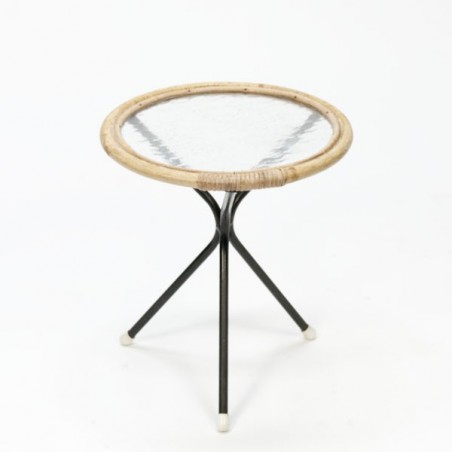 Small round bamboo table vintage