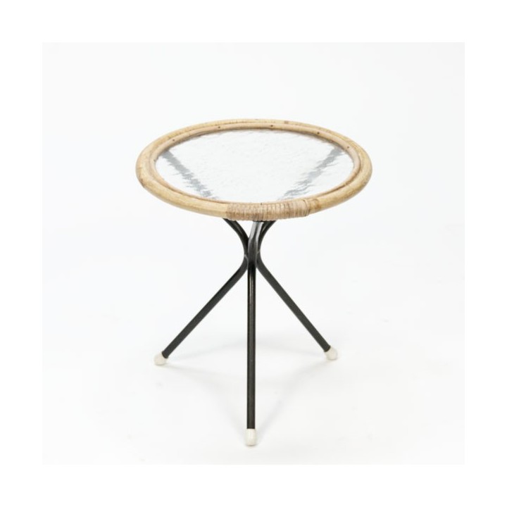 Klein rond rotan tafeltje - Retro Studio