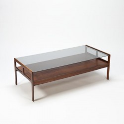 Rosewood coffee table with glass top