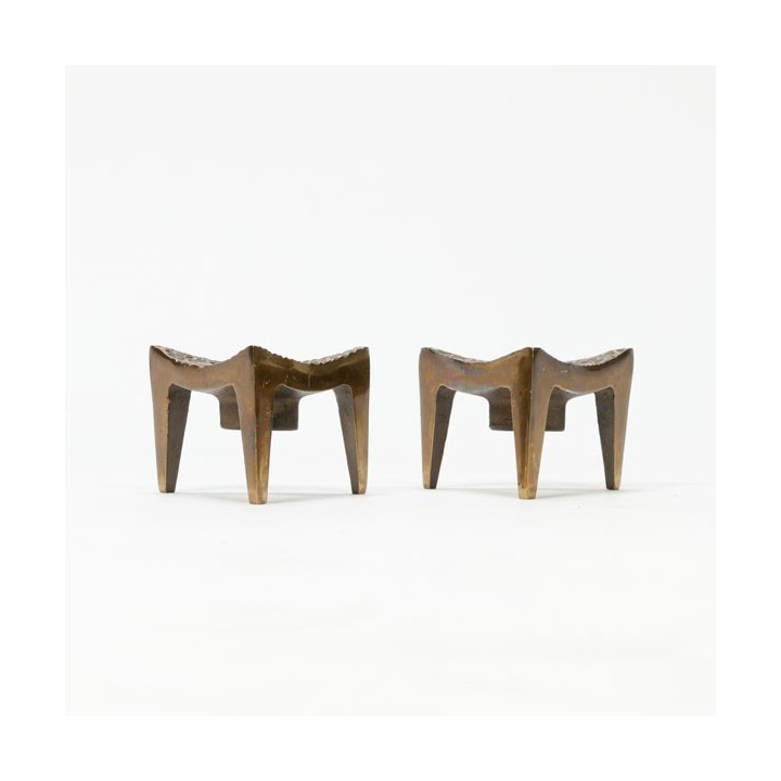 Set van 2 koperen kaarsenstandaards - Retro Studio