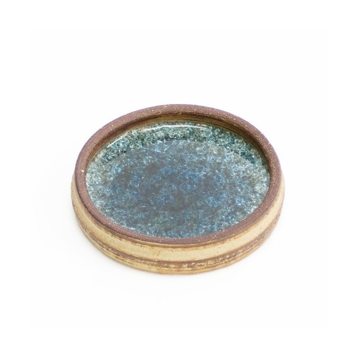 Aardewerk schaal met glas - Retro Studio