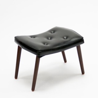 Poef/ ottoman zwart skai - Retro Studio