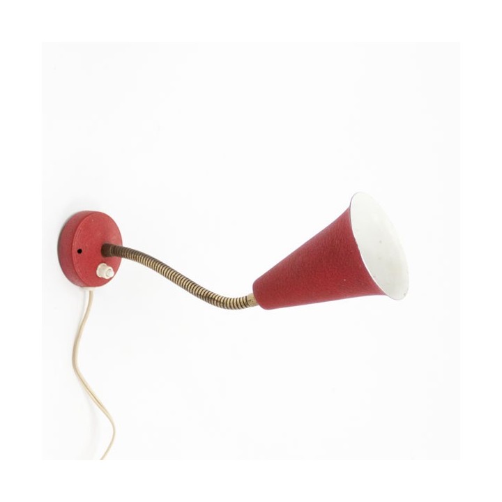 Wall lamp red/ brass 1950's - Retro Studio