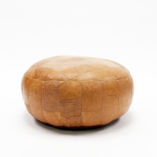 Lederen poef lichtbruin - Retro Studio