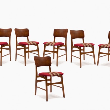 Set van 6 Deense teakhouten stoelen