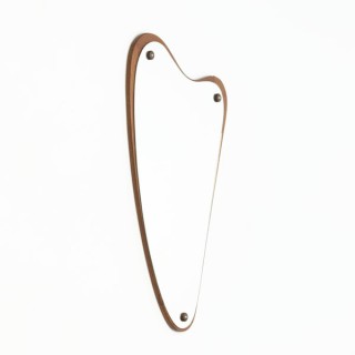 Hartvormige teakhouten spiegel - Retro Studio