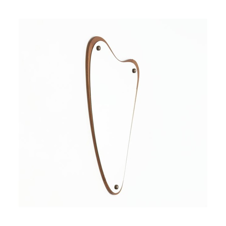 Heart-shaped teak mirror - Retro Studio