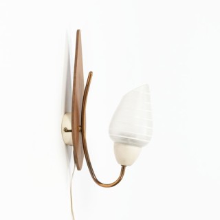 Wall lamp with teak and glass cap - Retro Studio