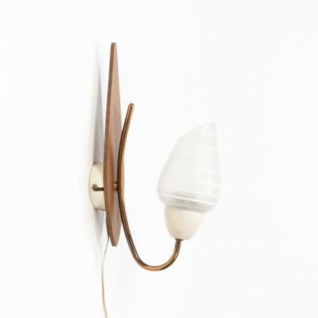 Wall lamp with teak and glass cap