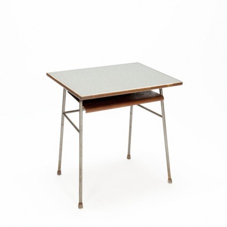 Industrial desk with plywood detail