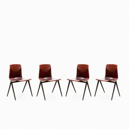 Set of 4 industrial Thur-op-seat chairs