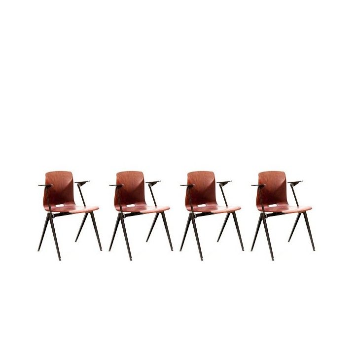 Set van 4 industriele Thur op seat stoelen met armleuning -