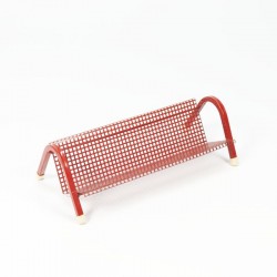 Small red perforated metal rack