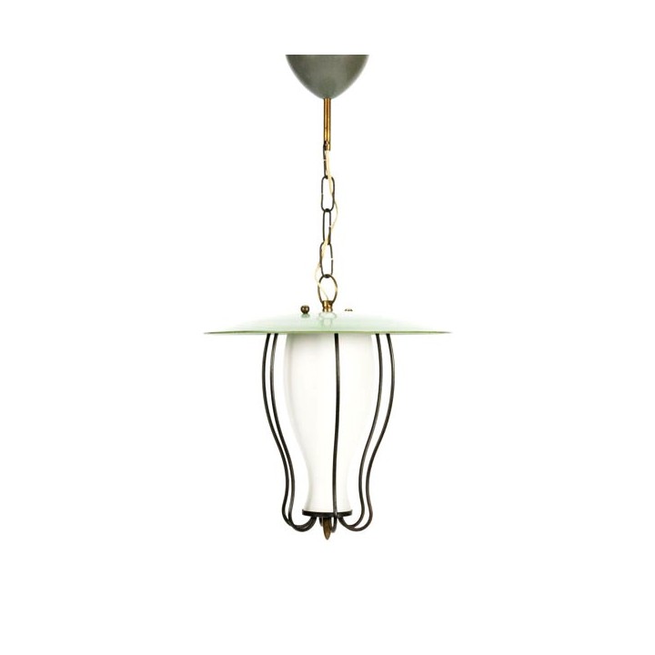 Hanging lamp 1950's with green detail - Retro Studio