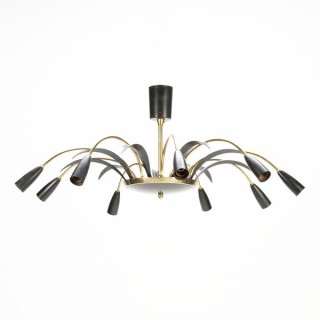 Grote plafondlamp 1950's met messing details - Retro Studio