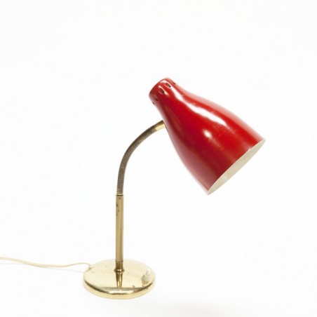 Red/ brass table lamp