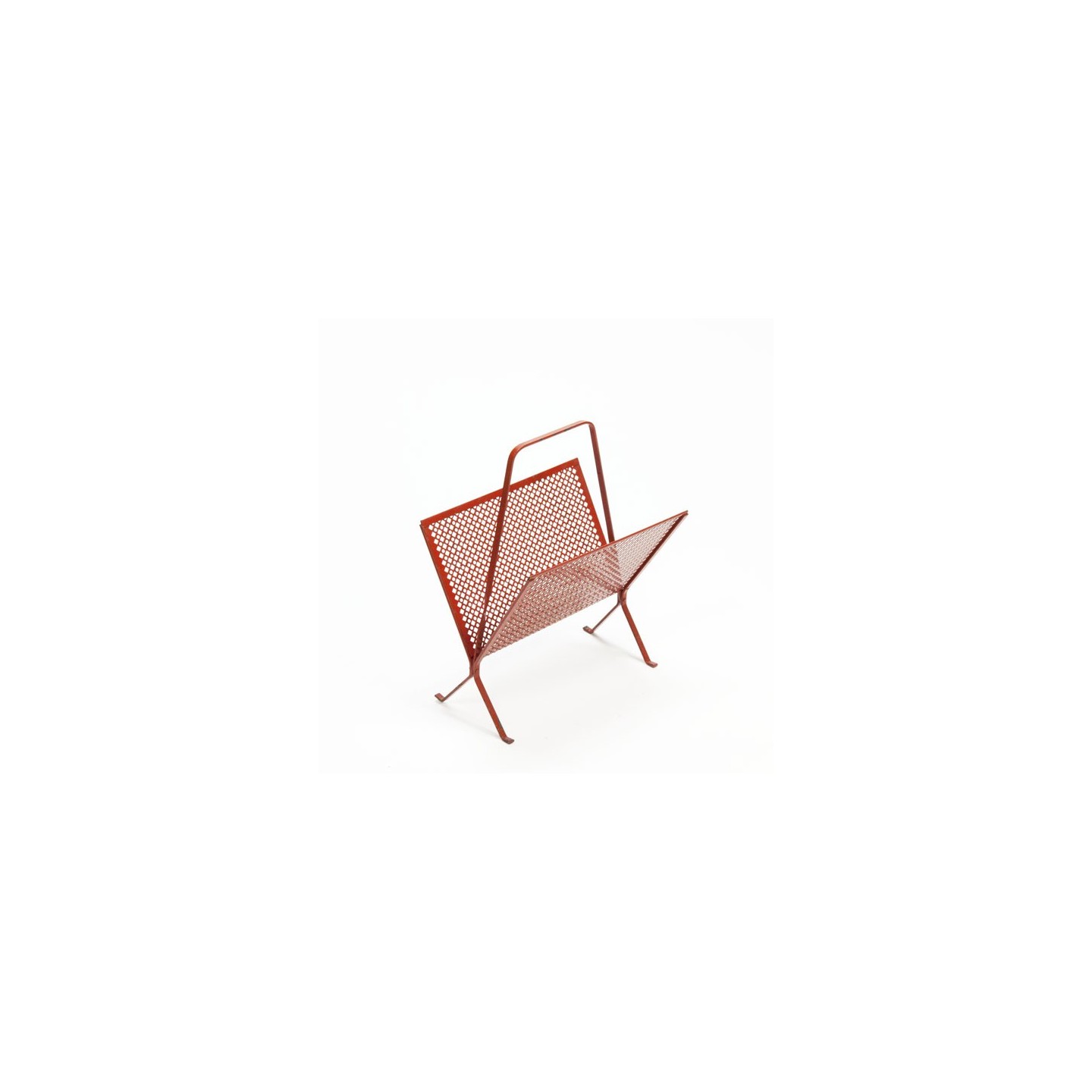 Red Magazine Racks Red perforated metal magazine rack - Retro Studio
