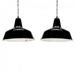 Set of two large industrial enamel lamps