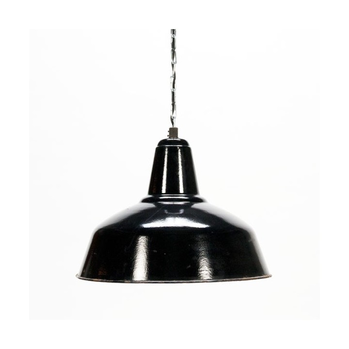 Set van 2 grote industriele emaille hanglampen - Retro