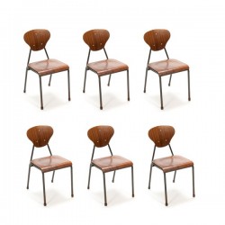 Set of 6 industrial Danish chairs