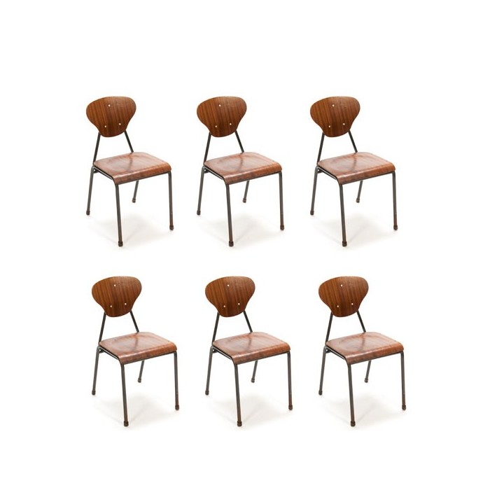 Set of 6 industrial Danish chairs - Retro Studio
