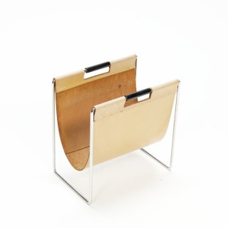 Leather magazine rack with black handles - Retro Studio