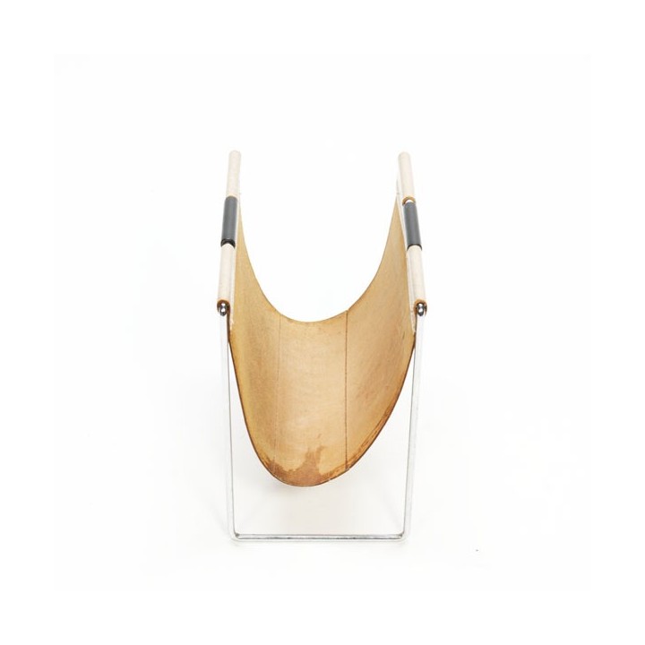 Leather magazine rack with black handles - Retro Studio