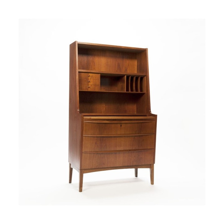 Hoge secretaire in teakhout - Retro Studio