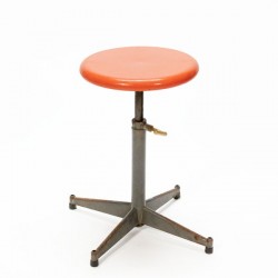 Industrial stool with orange seat