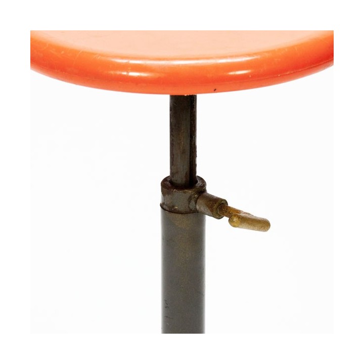 Industrial stool with orange seat - Retro Studio