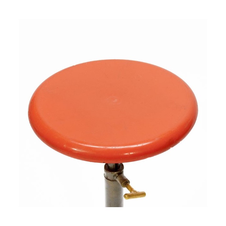 Industrial stool with orange seat - Retro Studio