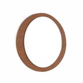 Ovale teakhouten spiegel - Retro Studio