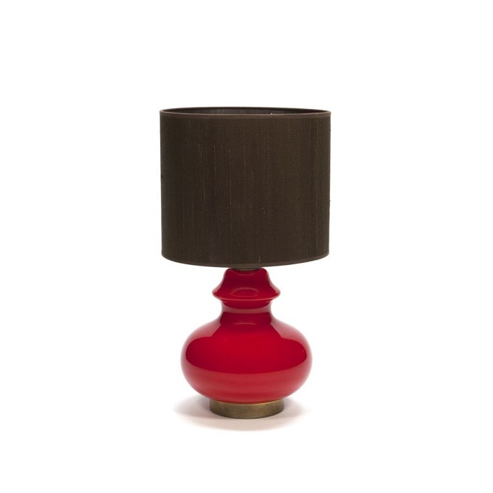 Tafellamp met rode glazen voet - Retro Studio