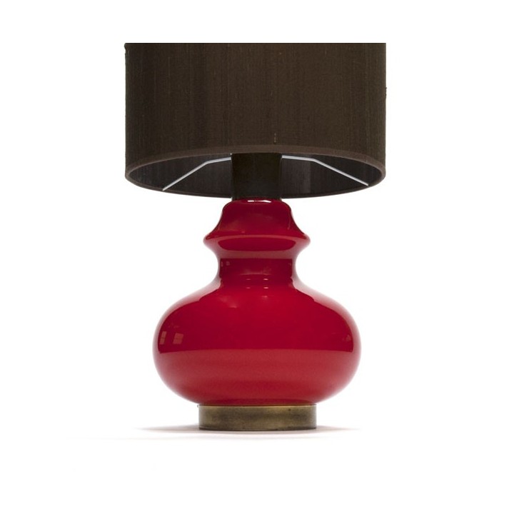 Tafellamp met rode glazen voet - Retro Studio